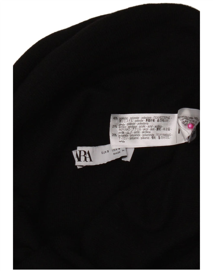 Zara Womens Roll Neck Top Long Sleeve UK 8 Small Black Polyester