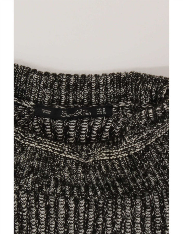 Zara Womens Longline Roll Neck Jumper Sweater UK 14 Medium Grey Flecked