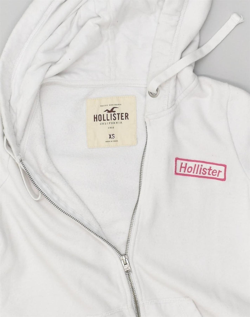 HOLLISTER Womens Zip Hoodie Sweater UK 6 XS White Cotton | Vintage Hollister | Thrift | Second-Hand Hollister | Used Clothing | Messina Hembry 