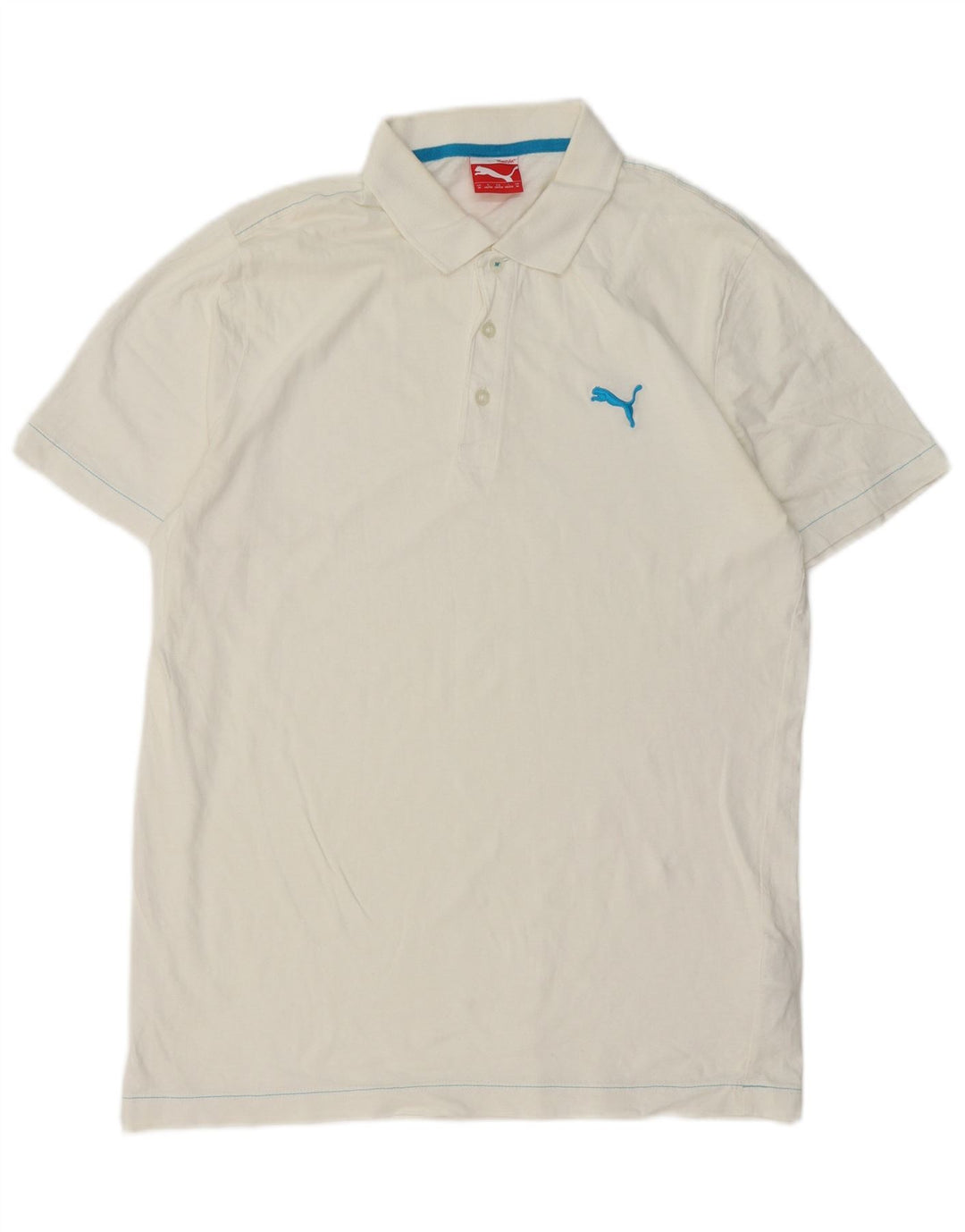 PUMA Mens Polo Shirt Medium White Cotton