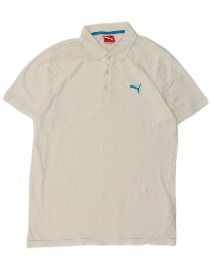 PUMA Mens Polo Shirt Medium White Cotton