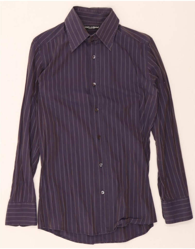 DOLCE & GABBANA Mens Shirt Size 38 15 Medium Purple Striped Vintage Dolce & Gabbana and Second-Hand Dolce & Gabbana from Messina Hembry 