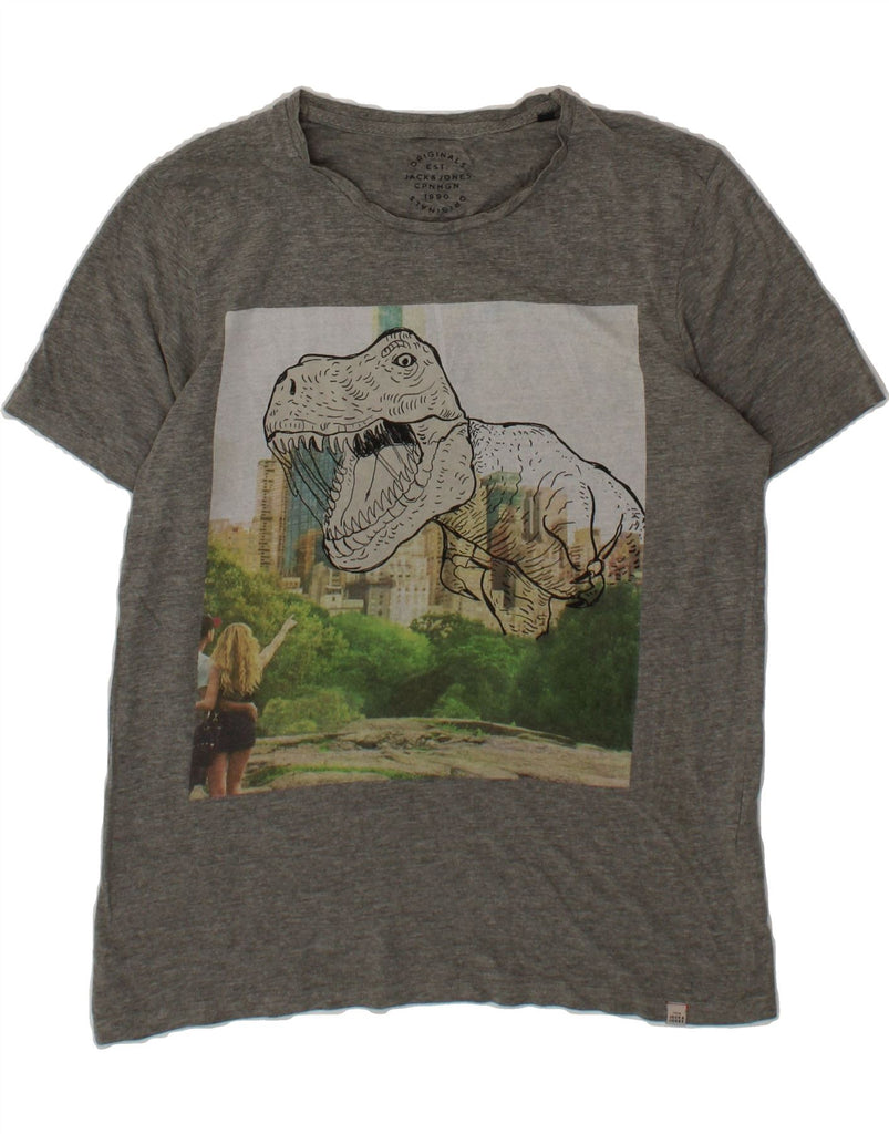 JACK & JONES Mens Graphic T-Shirt Top Medium Grey Cotton Vintage Jack & Jones and Second-Hand Jack & Jones from Messina Hembry 