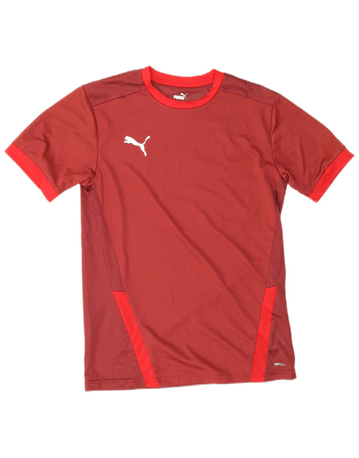 Puma Mens T-Shirt Top Medium Burgundy Colourblock Polyester