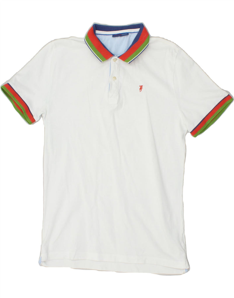 TRUSSARDI JEANS Mens Polo Shirt Medium White | Vintage Trussardi Jeans | Thrift | Second-Hand Trussardi Jeans | Used Clothing | Messina Hembry 