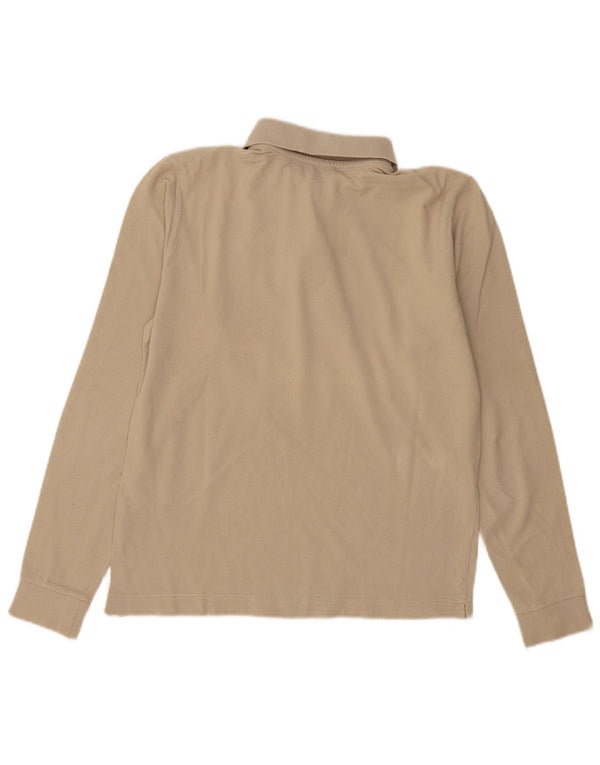 Kappa Mens Long Sleeve Polo Shirt Small Beige Cotton