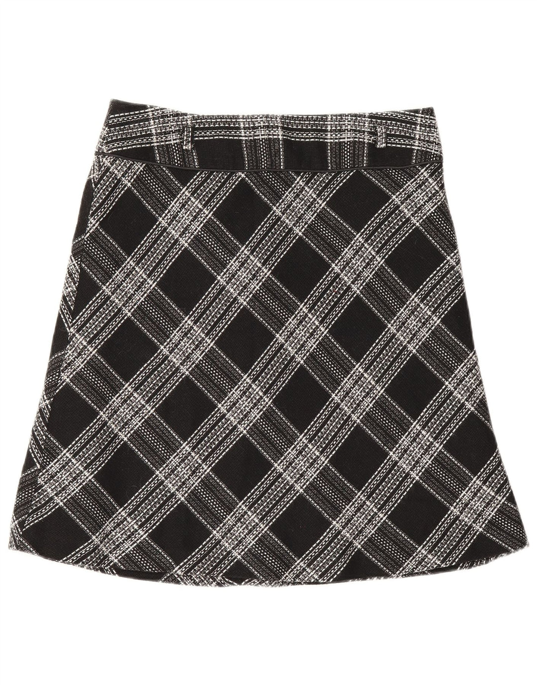 Bay Womens A-Line Skirt UK 12 Medium W30  Black Check Acrylic