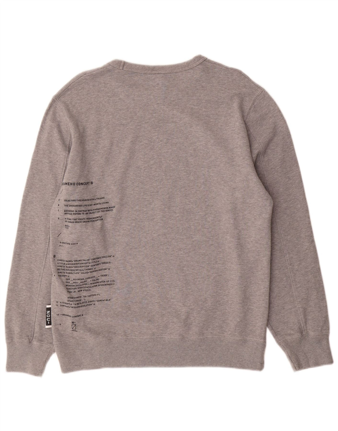 NOUMENO CONCEPT Mens Graphic Sweatshirt Jumper Medium Grey Cotton