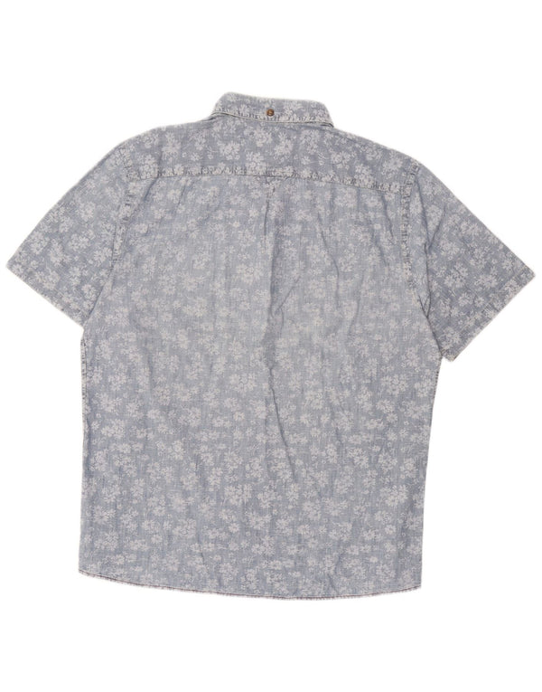 Marlboro Classics Mens Short Sleeve Slim Fit Pullover Shirt 2XL Blue Floral
