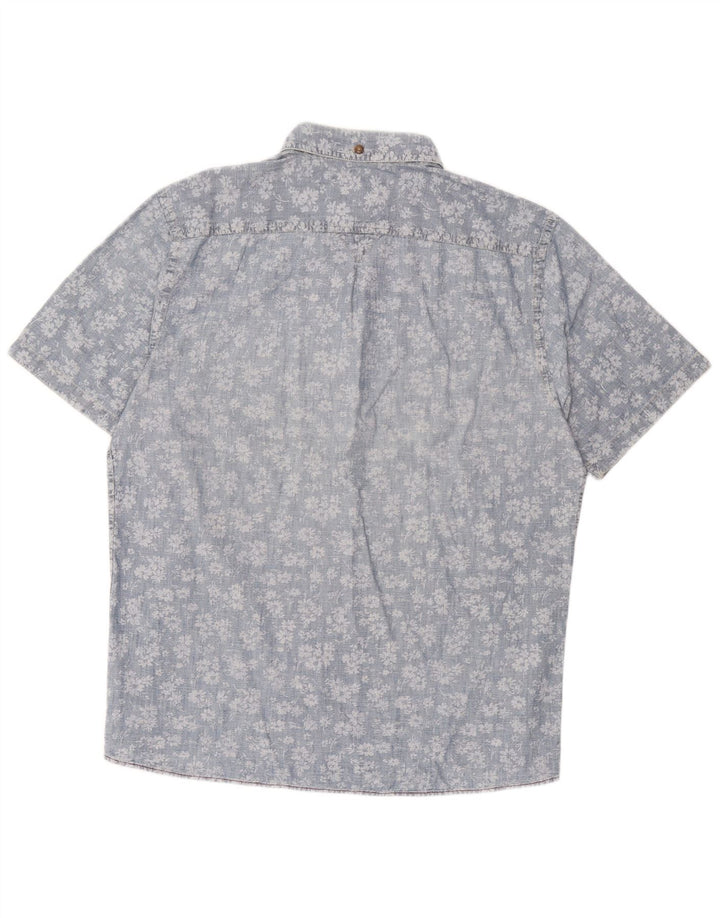 Marlboro Classics Mens Short Sleeve Slim Fit Pullover Shirt 2XL Blue Floral