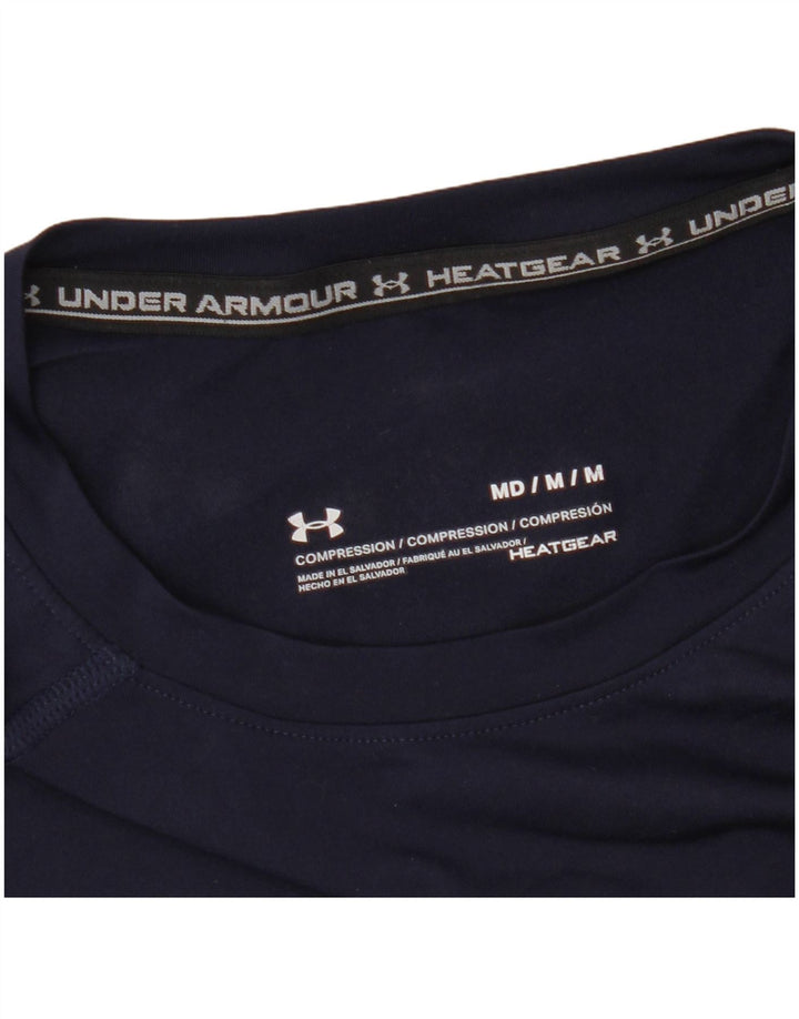 Under Armour Mens Heat Gear T-Shirt Top Medium Navy Blue Synthetic
