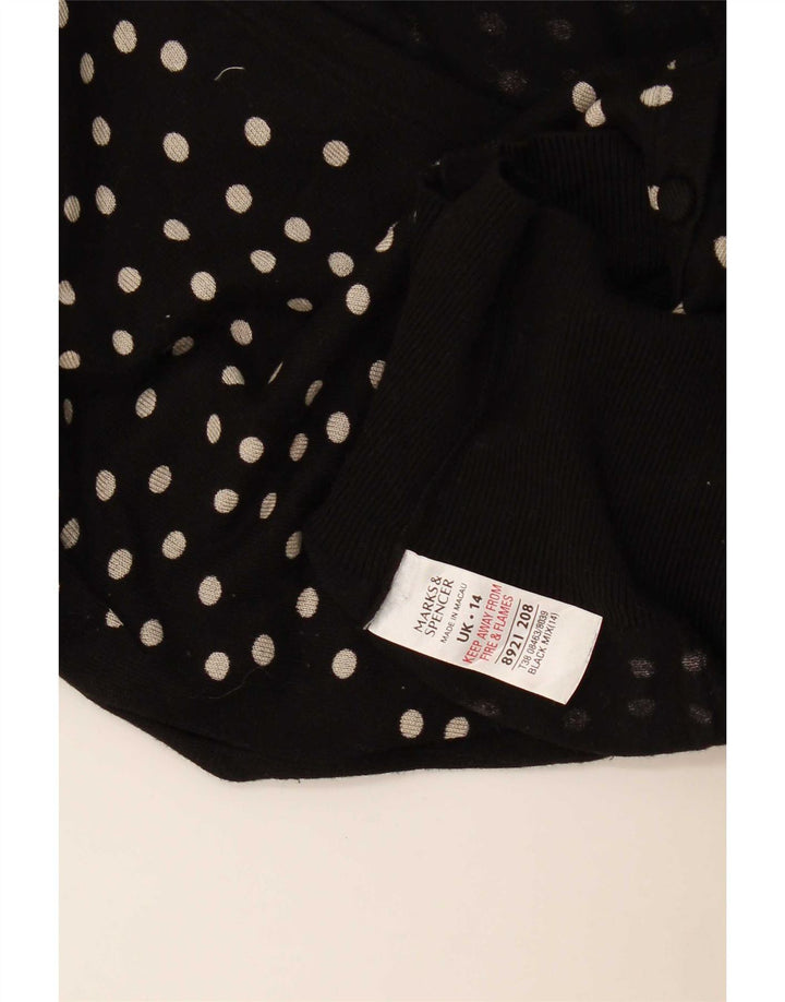 Marks & Spencer Womens Cardigan Sweater UK 14 Medium Black Spotted