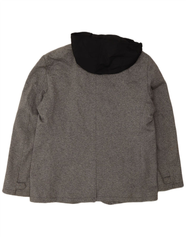Zara Mens Hooded Bomber Jacket UK 42 XL Grey Polyester