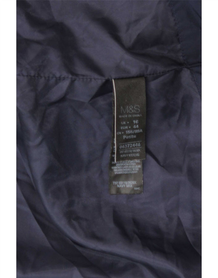 Marks & Spencer Womens Padded Jacket UK 16 Large Navy Blue Polyester