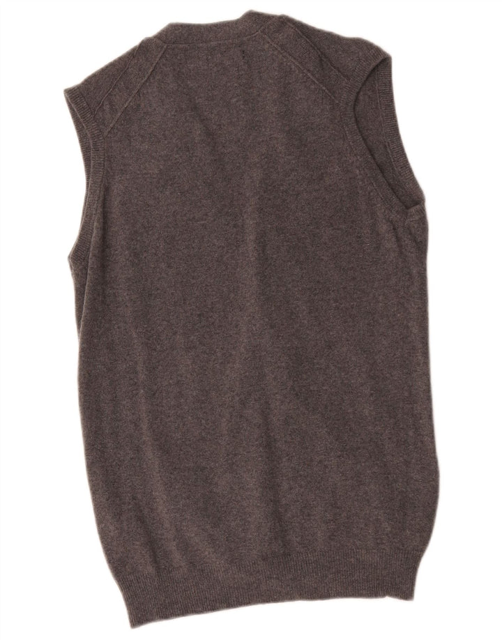 Massimo Dutti Mens Sleeveless Cardigan Sweater Medium Grey Wool