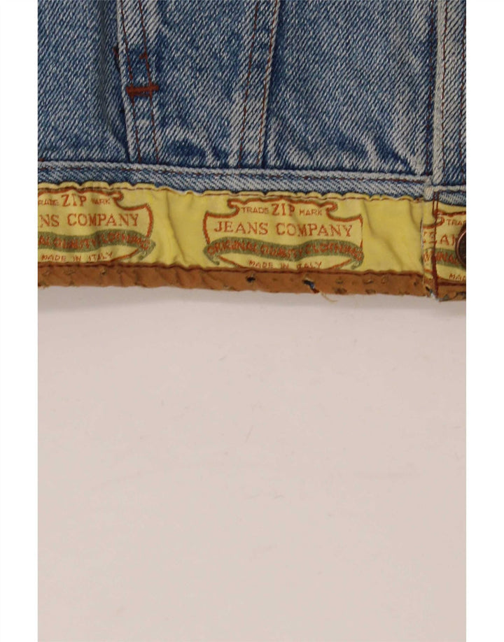 Vintage Mens Denim Jacket UK 14 Medium Blue Floral