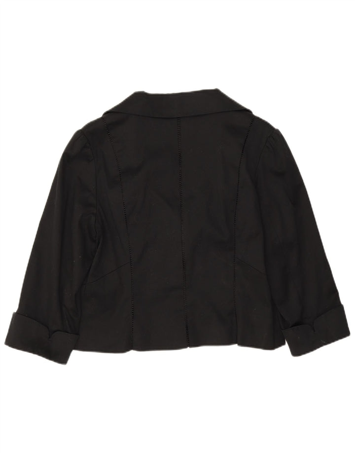 Coast Womens Crop 3/4 Sleeve Blazer Jacket UK 14 Medium  Black Cotton
