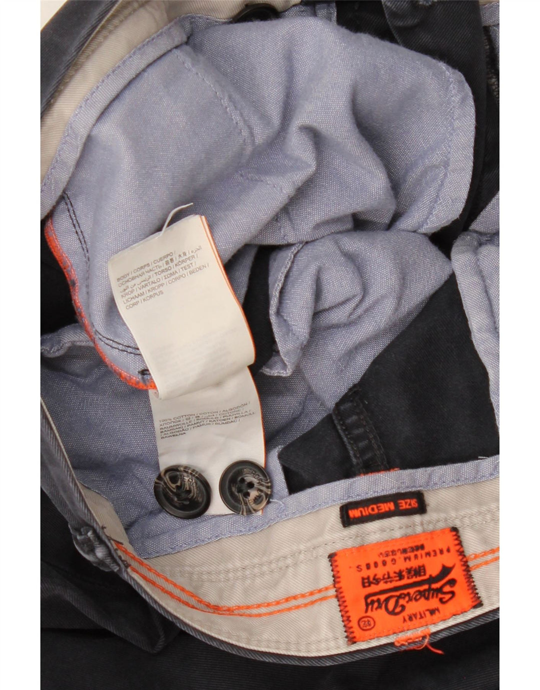 Superdry Mens Slim Fit Chino Trousers Medium W32 L30 Navy Blue Cotton
