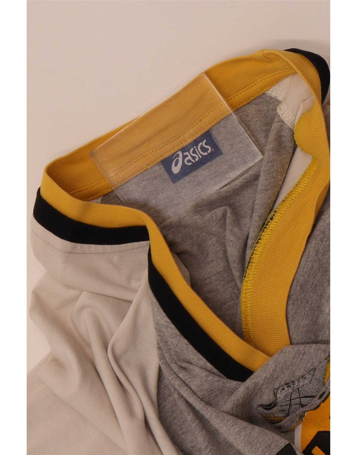 Asics Mens Graphic T-Shirt Top Large Grey Colourblock