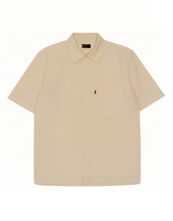 Levi's Mens Short Sleeve Shirt Large Off White Cotton