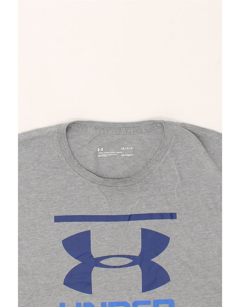UNDER ARMOUR Mens Heat Gear Graphic T-Shirt Top Large Grey | Vintage Under Armour | Thrift | Second-Hand Under Armour | Used Clothing | Messina Hembry 