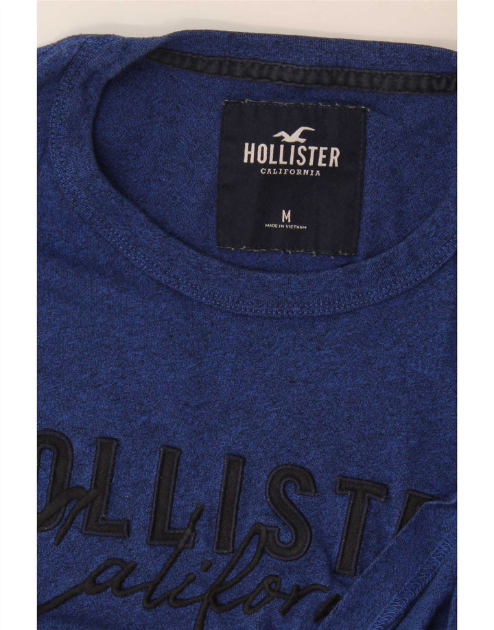 Hollister Mens Graphic Top Long Sleeve Medium Navy Blue Flecked