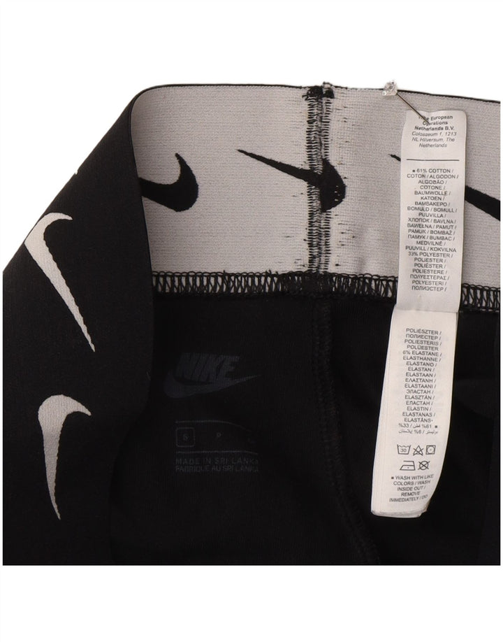 Nike Womens Graphic Leggings UK 10 Small Black Cotton