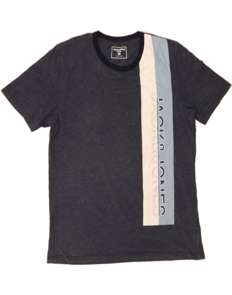 JACK & JONES Mens Core Graphic T-Shirt Top XL Grey Colourblock Cotton Vintage Jack & Jones and Second-Hand Jack & Jones from Messina Hembry 