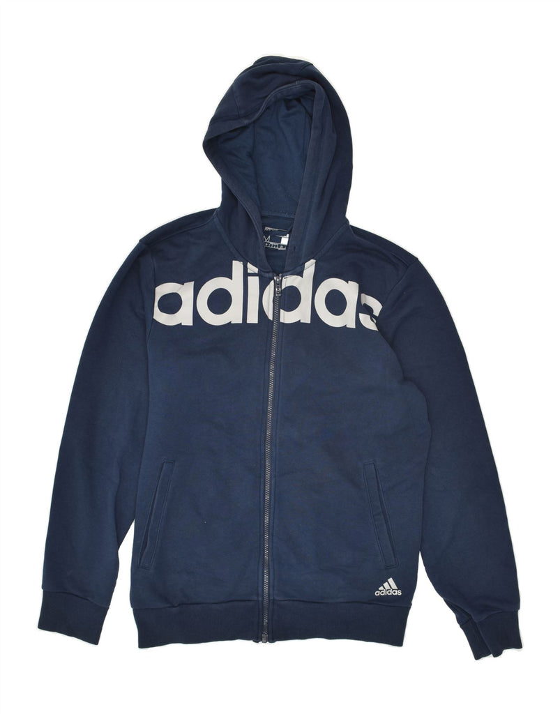 ADIDAS Mens Graphic Zip Hoodie Sweater Medium Navy Blue Cotton | Vintage Adidas | Thrift | Second-Hand Adidas | Used Clothing | Messina Hembry 