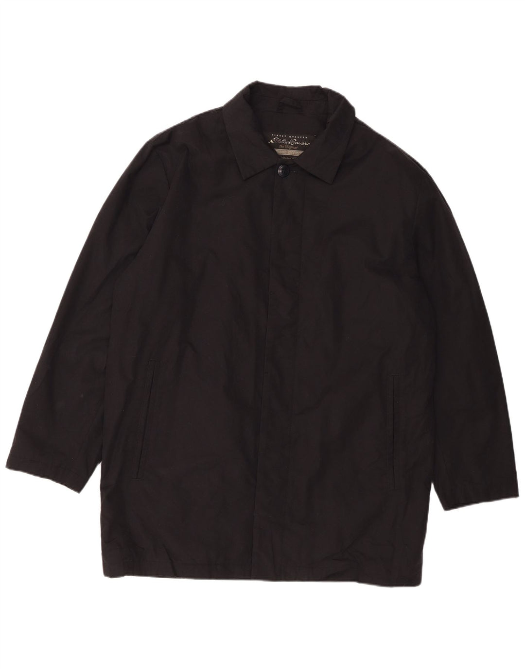 Eddie Bauer Mens Loose Fit Overcoat UK 38 Medium Black Cotton