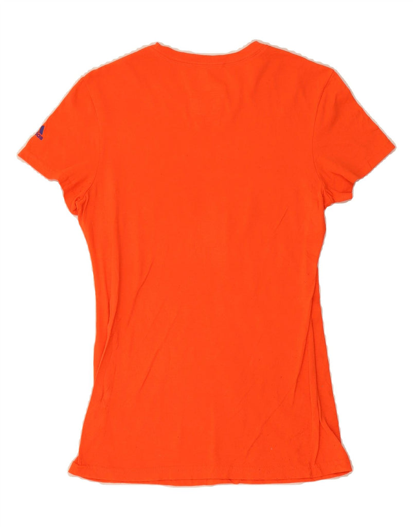 ADIDAS Womens Graphic T-Shirt Top UK 10 Small Orange Cotton Vintage Adidas and Second-Hand Adidas from Messina Hembry 