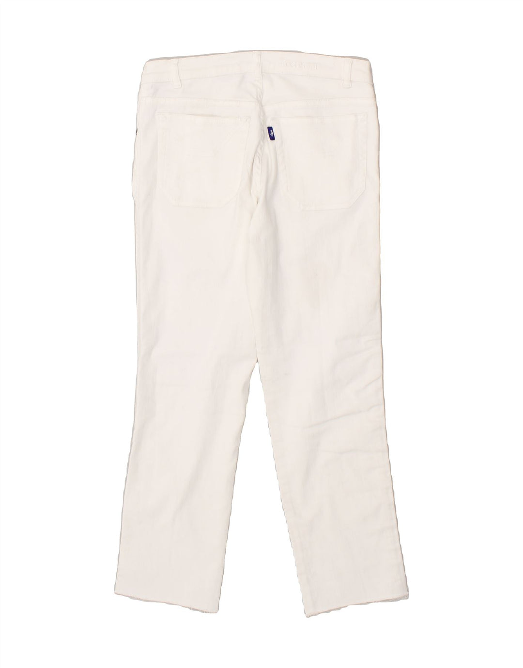 JECKERSON Womens Graphic Cropped Trousers W27 L25 White Colourblock Cotton | Vintage Jeckerson | Thrift | Second-Hand Jeckerson | Used Clothing | Messina Hembry 
