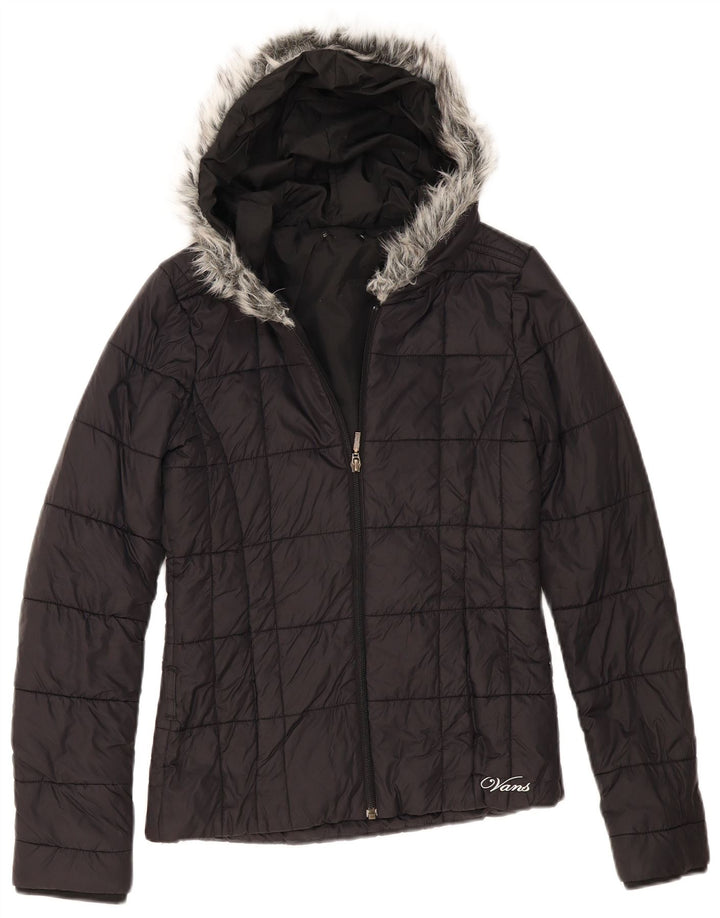 Vans Womens Hooded Padded Jacket UK 10 Small Black