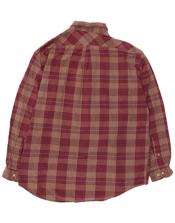 Marlboro Classics Mens Shirt 2XL Burgundy Check Cotton