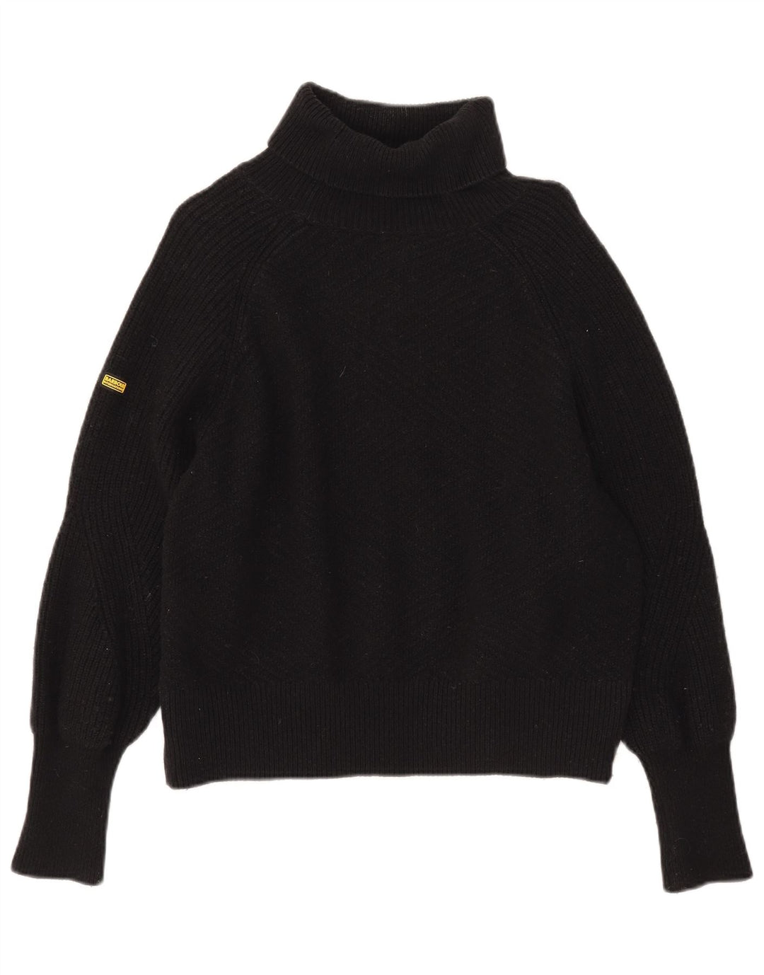 Barbour Womens Oversized Roll Neck Jumper Sweater UK 10 Small Black Cotton