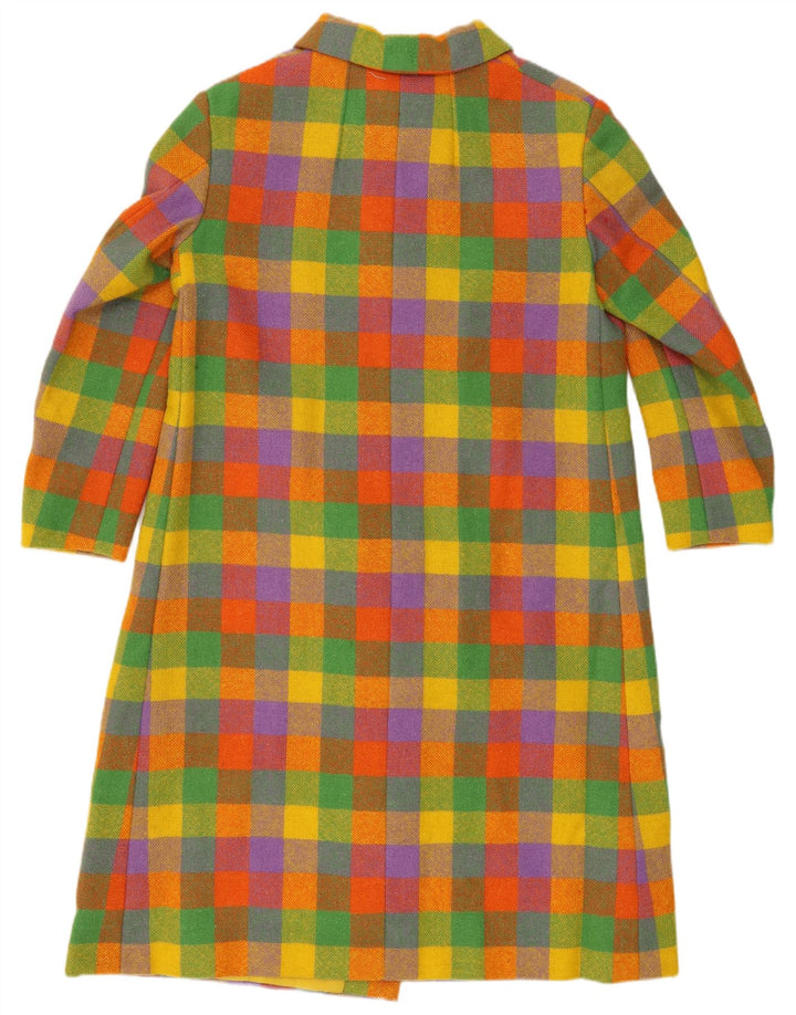 Vintage Womens Double Breasted Coat UK 14 Medium Multicoloured Gingham
