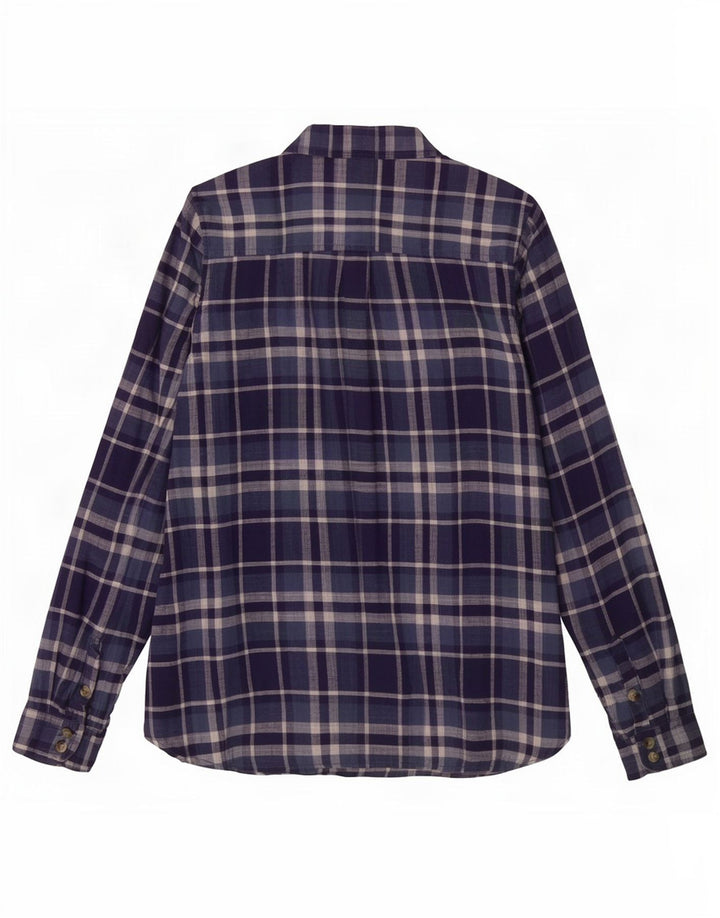 Fat Face Womens Classic Fit Shirt UK 12 Medium Navy Blue Check Cotton
