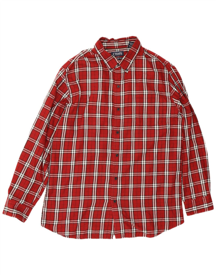 Chaps Mens Flannel Shirt XL Red Check Cotton