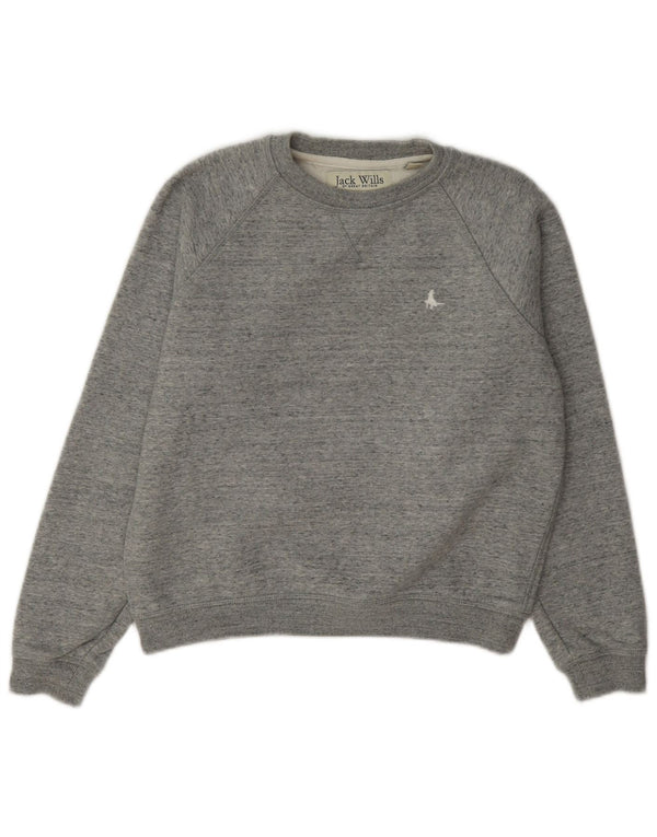 Jack Wills Womens Oversized Sweatshirt Jumper UK 4 XS Grey Flecked Cotton