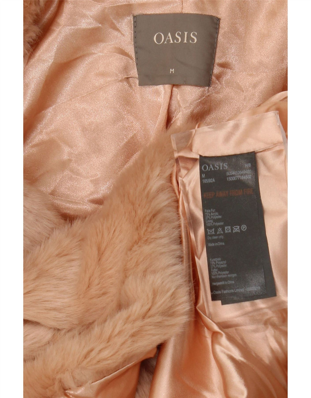 Oasis Womens Faux Fur Jacket UK 14 Medium Pink Acrylic