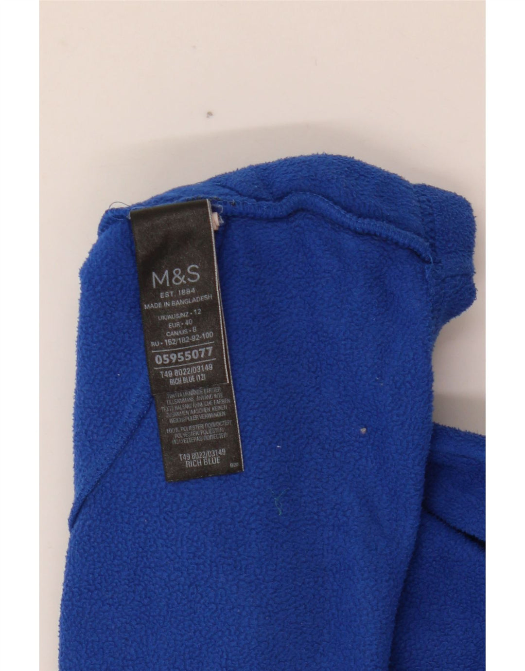 Marks & Spencer Womens Fleece Jacket UK 12 Medium Blue Polyester