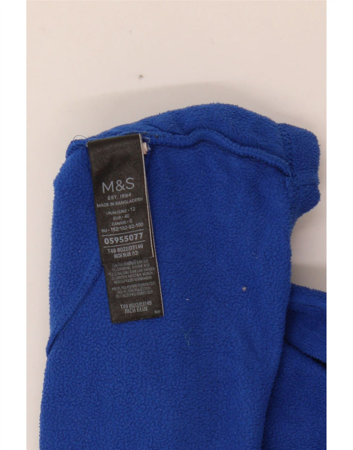 Marks & Spencer Womens Fleece Jacket UK 12 Medium Blue Polyester