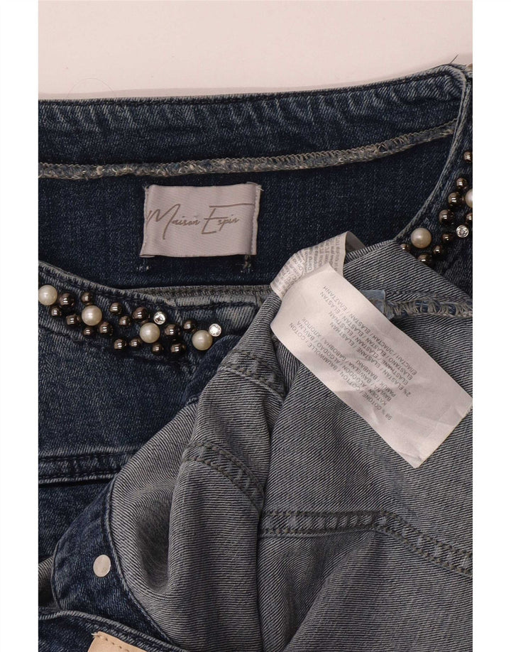 Vintage Womens Crop Denim Jacket UK 18 XL Blue Cotton