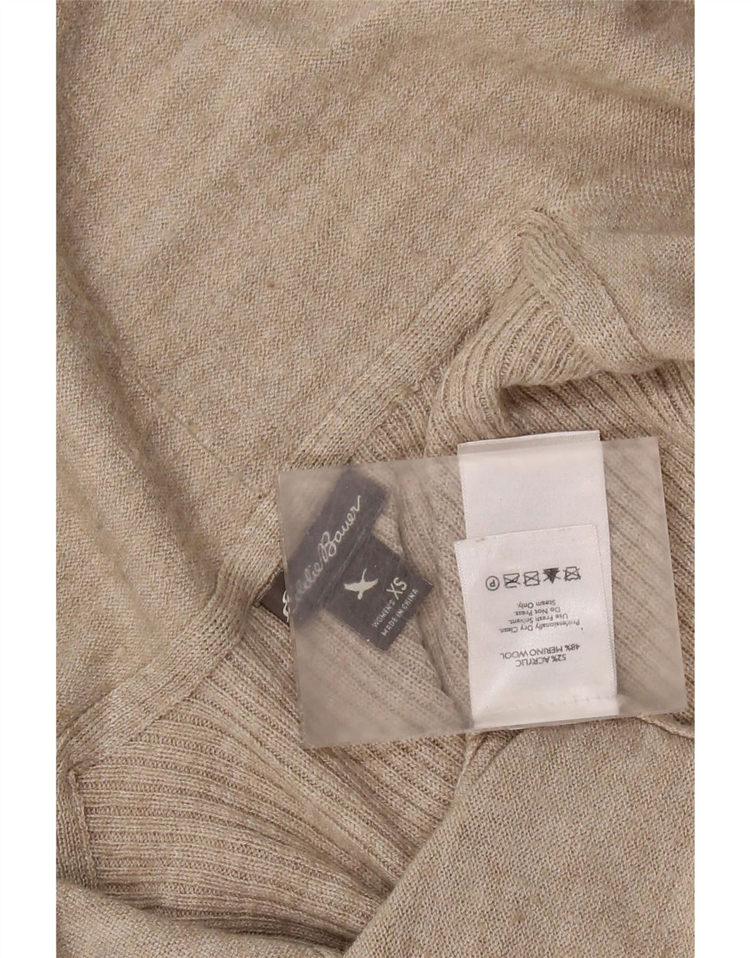 EDDIE BAUER Womens Open Cardigan Sweater UK 6 XS Beige Acrylic