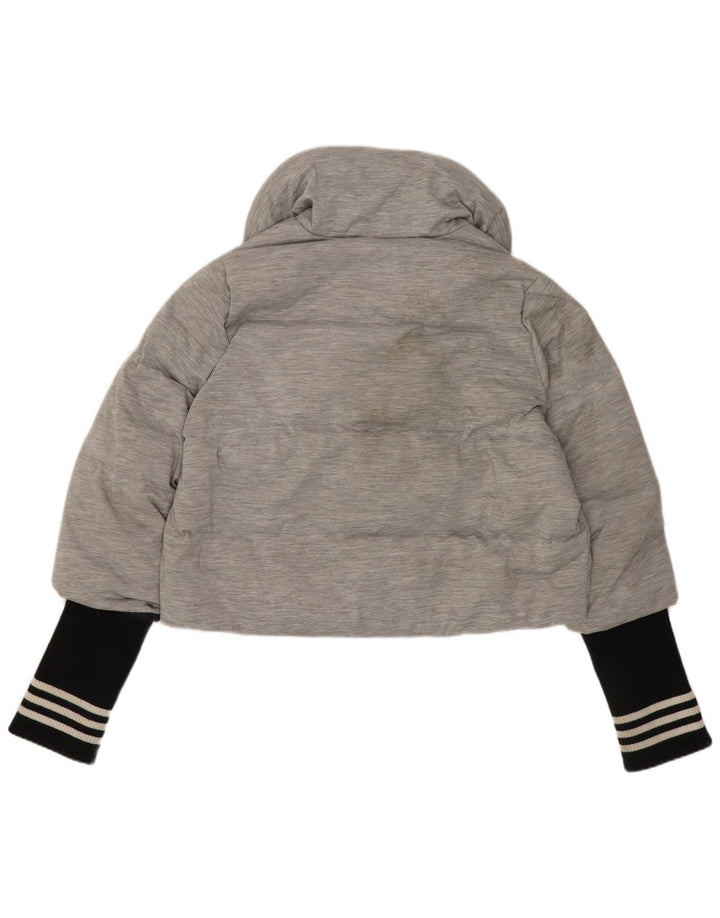 Adidas Womens Crop Padded Jacket UK 14 Medium Grey Colourblock Polyamide