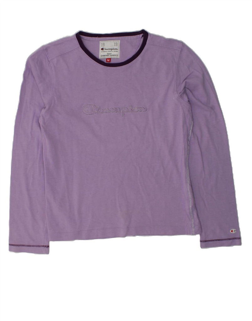 CHAMPION Girls Graphic Top Long Sleeve 10-11 Years Medium Purple Cotton | Vintage Champion | Thrift | Second-Hand Champion | Used Clothing | Messina Hembry 