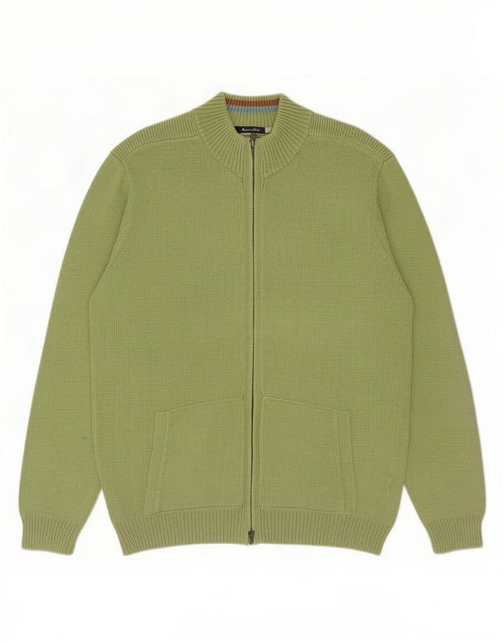Massimo Dutti Mens Zip Neck Jumper Sweater Large Green