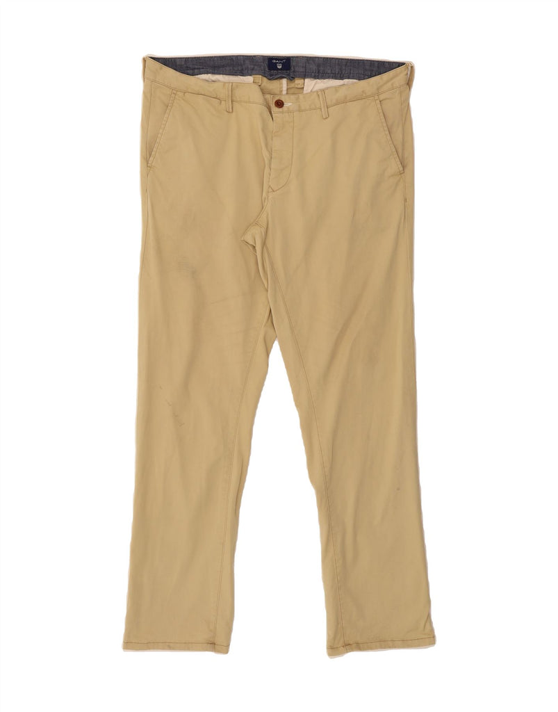 GANT Mens Slim Casual Trousers W36 L32 Beige Cotton Vintage Gant and Second-Hand Gant from Messina Hembry 