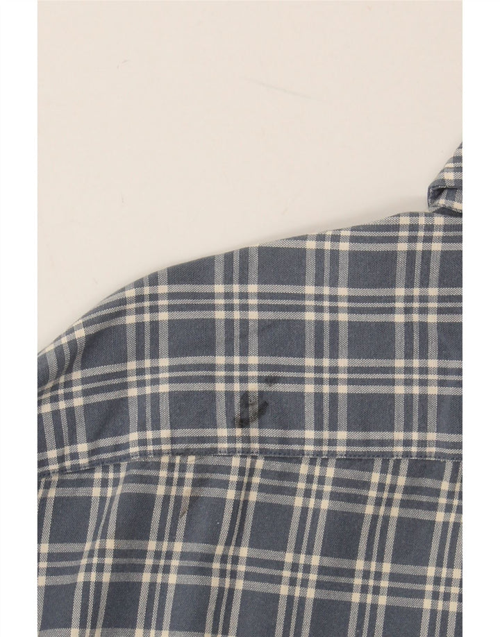 EDDIE BAUER Mens Flannel Shirt Medium Blue Check Cotton
