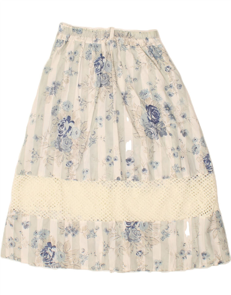 VINTAGE Womens Pleated A-Line Skirt W30 Medium Grey Floral Vintage Vintage and Second-Hand Vintage from Messina Hembry 